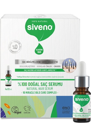 Siveno %100 Doğal Onarıcı Yoğunlaştırıcı Bakım Serumu Bitkisel Yıpranmış ve Dökülen Saçlara Özel 4 x 10 ML