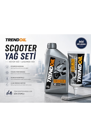 Trendoil Scooter Yağ Seti 10w-40 4t Motor Yağı 1 Litre + 80w-90 150ml Gl-5 Şanzıman Dişli Yağı