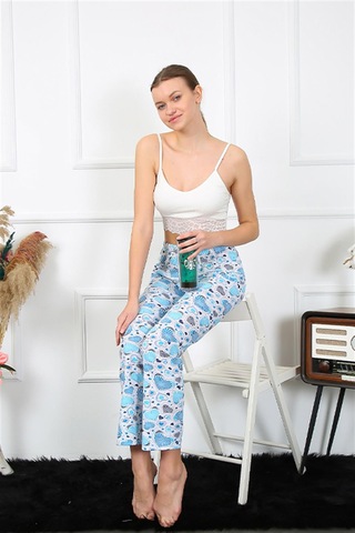 Akbeniz Kadın Pamuklu Alt Pijama 27469 - S Mavi