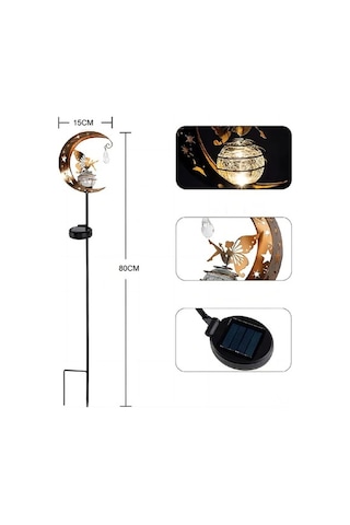 Pazly Bahçe Dekoratif Güneş Enerjili Yer Lambası - Peri Masalı Tasarım, Otomatik Aç/kapa, 6-12 Saat Işık