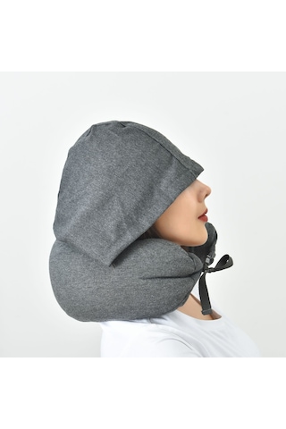 Suofeng Tam Pamuk Boyun Desteği Yastığı - Seyahat, Ofis Ve Öğle Dinlenmesi İçin U-şekilli Korumalı Yastık Koyu Gri, 16.5x67cm Koyu Gri