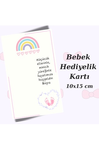 50 Adet Hazır Kişiye Özel Bebek Hediyelik Kartı, Hoşgeldin Bebek Hatıra Kartı