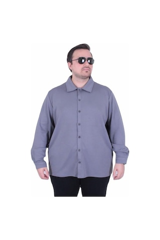 Starbattal Erkek Büyük Beden Uzun Kollu Gömlek 25727 Fume Fume