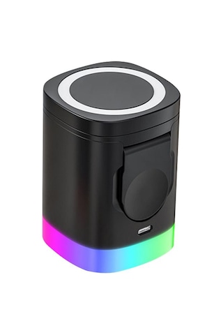 Bagajon 3'ü 1 Arada Magsafe Kablosuz Şarj Standı 15w Rgb Işıklı Telefon, Apple Watch Uyumlu Ve Kulaklık Şarj İstasyonu