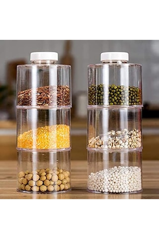 6 Adet İstiflenebilir Baharat Potu, Şeffaf Baharat Kulesi Baharat Şişesi Baharat Saklama Konteyneri ŞEffaf