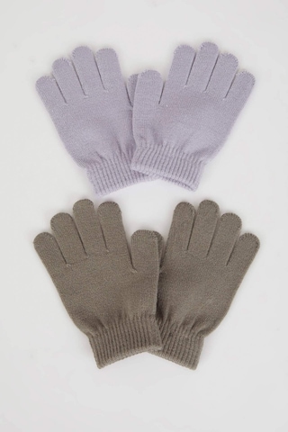 Defacto Kız Çocuk 2li Triko Eldiven C8147a824wnpr46 Mor