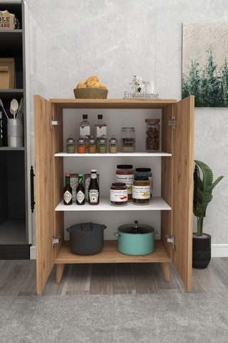Eren 3 Raflı 2 Kapaklı Çok Amaçlı Dolap Mutfak Dolabı Banyo Dolabı Atlantik Çam