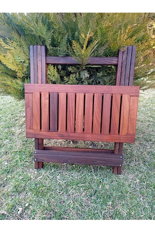 Birayse Ahşap İroko Katlanabilir 60x60 Bahçe Ve Balkon Masası Ceviz
