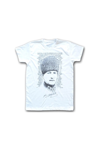 Atatürk Kadın Kısa Kollu T-Shirt - Beyaz Çok Renkli