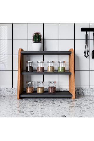 Alpa Ev Mobilya 3 Katlı Tezgah Üstü Organizer, Modern Mutfak Rafı Ve Çok Amaçlı Düzenleyici Antrasit-atlantik Çam