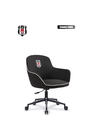 Fanchair X Beşiktaş Icon Siyah Kumaş Çalışma Koltuğu-76 Siyah - Beyaz