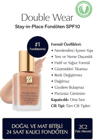 Estee Lauder Double Wear Fondöten 2C2 Pale Almond 30 ML