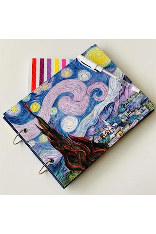 Van Gogh Yıldızlı Gece Tasarımlı Fotoğraf Albümü Anı Defteri, Kendin Yap DIY