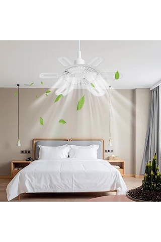 Suntek E27 Soket Fan Işık Küçük Tavan Vantilatörü Beyaz