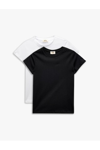 Koton Pamuklu 2'li Kısa Kollu Basic Tişört Seti Multıcolor 5skg10292ak Mavi