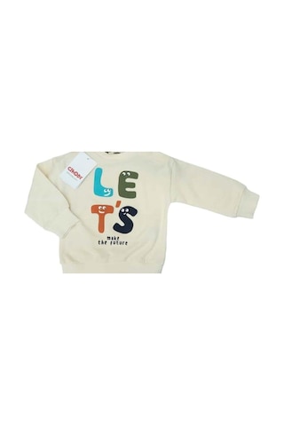 Çikoby Erkek Bebek Dinazor Baskılı Sweatshirt-13565 Krem