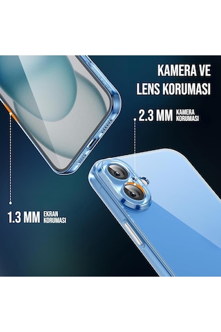 Apple Uyumlu iPhone 15 Pro Max Kılıf Metal Tuşlu Kamera Korumalı Silikon Şeffaf Arka Kapak Şeffaf