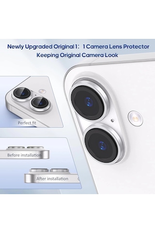 Apple Uyumlu iPhone 17 Kamera Koruyucu Gece Çekim Destekli Premium Safir Lens Koruma Parlak Temperli Cl-12