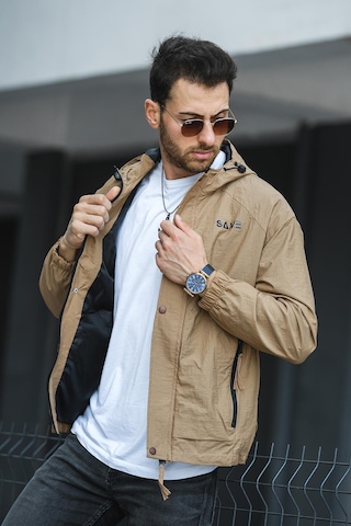 Oksit Save Baskılı Suya Dayanaklı Slim Fit Erkek Mevsimlik Mont Yağmurluk 001