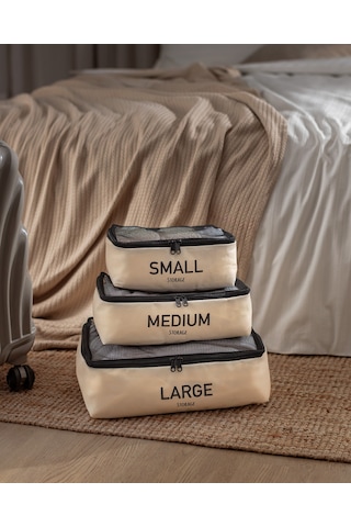 Madame Coco Eva 3'lü Bavul İçi Düzenleyici - Krem 8684427147733 Ekru