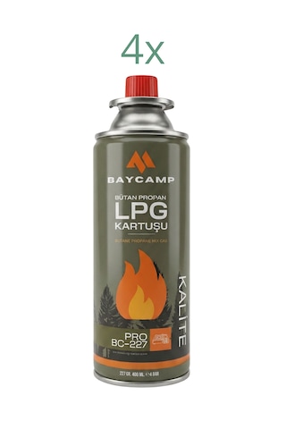 Baycamp 227gr 400 Ml Butan Propan Lpg Kartuş 4 Lü Paket Çok Renkli