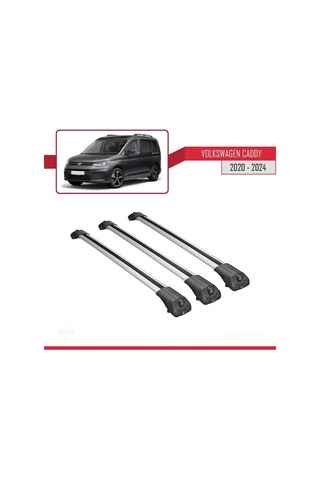 Volkswagen Caddy 2020 Ve Sonrası İle Uyumlu Ace-1 Ara Atkı Tavan Barı Gri 3 Adet Bar