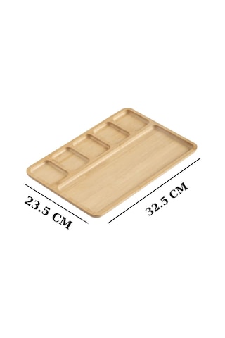6 Bölmeli Bambu Kahvaltı Sunum Tabağı Bambu Kahvaltılık Bambu