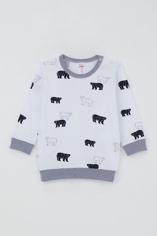 Breeze Erkek Bebek Eşofman Takım Omuzdan Patlı Sevimli Kutup Ayıcığı Desenli 4 Ay-1 Yaş, Beyaz Beyaz