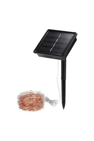 Novahub Güneş Enerjili 200 Işıklı Bakır Tel Işık Zinciri - 8 Modlu Sıcak Beyaz Dekorasyon Işık Sıcak Beyaz