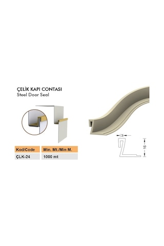Çelik Kapı Contası-Fitili Çelik Kapı Kasa Kanat Contası Çlk-24-Siyah-6 Metre