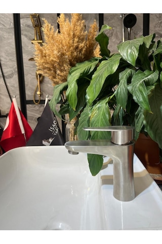 İsaoğlu Yapı Mat Krom İnox Lavabo Armatür Modern Tasarım Lavabo Bataryası Krom