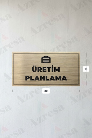 Üretım Planlama Yazılı - Metal - Gold Renk - Kapı İsimliği - 30x15 Cm