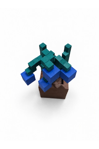 Piksel İnci Çiçeği Biblo - 3d Baskı, Minecraft Esintili Mavi