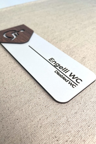 Engelli Wc Kapı Tabelası Mdf Tuvalet Yönlendirme Levhası 19x7 Cm Çift Katmanlı - Kl-egw-s7a