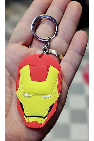 Sdükkan Design Çift Taraflı Silikon Iron Man Anahtarlık Sarı - Kırmızı