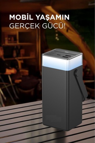 1041 40000 Mah Type-c Lightning 22,5 W Hızlı Şarj Rgb Led Işıklı Powerbank Siyah Beyaz