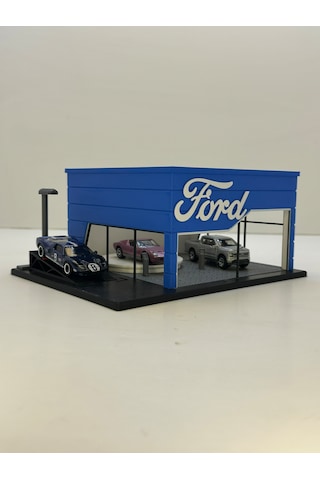 3d Baskı 1/64 Ölçekli Ford Showroom Tasarımlı Diorama Araç Sergileme Garajı