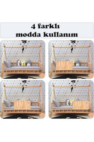Markaawm Montessori Yatak Ahşap Karyola Çocuk Ve Bebek Beşiği Tren Akçaağaç