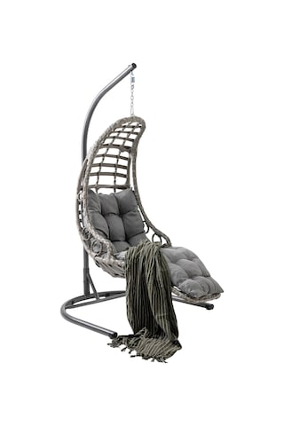 Capri Swing Bodrum Tekli Rattan Bahçe Salıncağı Balkon Salıncağı Gri