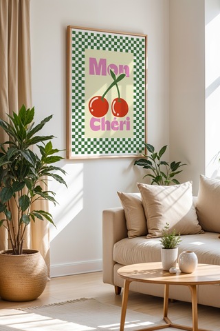 Mon Cheri Eğlenceli Dekoratif Poster Tablo Ahşap Çerçeveli