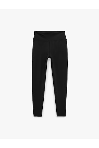 Koton Yüksek Bel Slim Fit Dikiş Detaylı İnterlok Spor Tayt Siyah 7wak40122nk