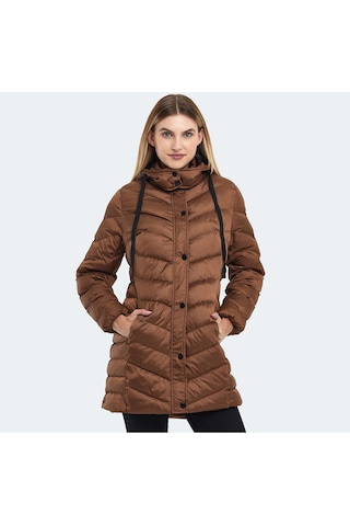 Slazenger GWEN Kadın Kapüşonlu Şişme Taba Mont & Kaban
