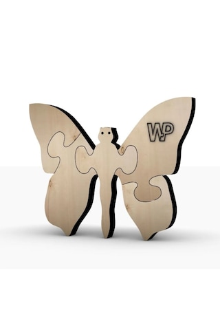 Masif Ahşap Puzzle Çocuklar İçin Boyanabilir Kelebek Boya Setli