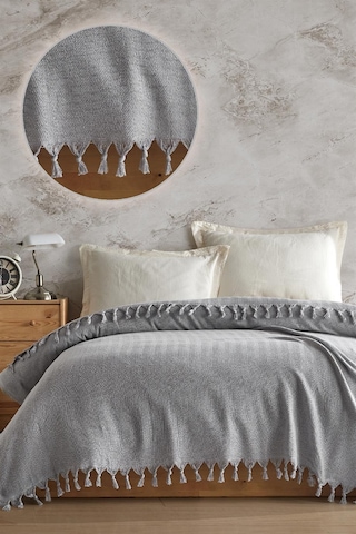 Viaden Berlino Çift Kişilik Pike 200 x 230 CM Açık Gri