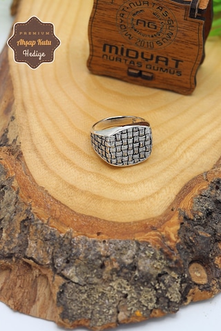 Midyat Nurtaş Gümüş Hasır Model 925 Ayar Gümüş Erkek Yüzük 201023336