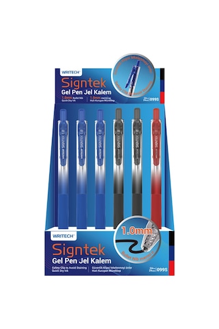 Wrıtech W-099s Sıgntek İmza Kalemi 1,0mm Jel Kalemi - 24'lü Stand Ahşap