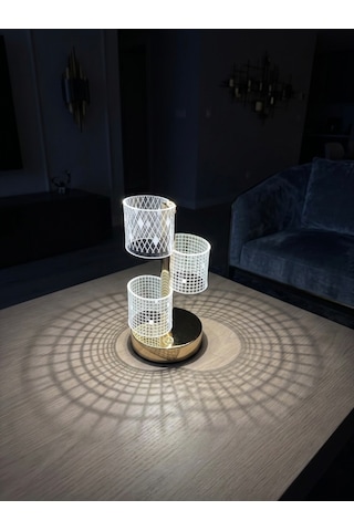 Vezza Home Şarjlı Dokunmatik Masa Lambası 3 Renkli Modlu Kablosuz Şarjlı Dekoratif Lamba Gold