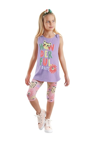 Denokids Wonderful Cat Kız Çocuk Tunik Tayt Takım Çok Renkli