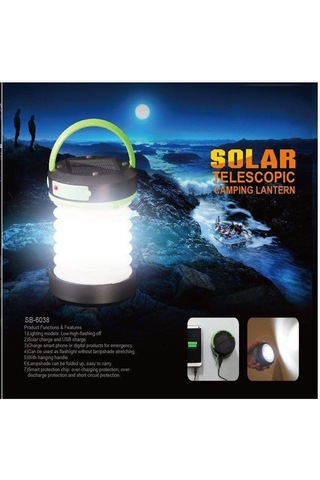 Solar Kamp Led Fener Ve Powerbank 800 Mah - Kırmızı Çok Renkli