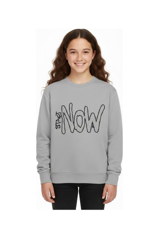Kız Çocuk Baskılı Sweatshirt Bgl-st05267 Gri